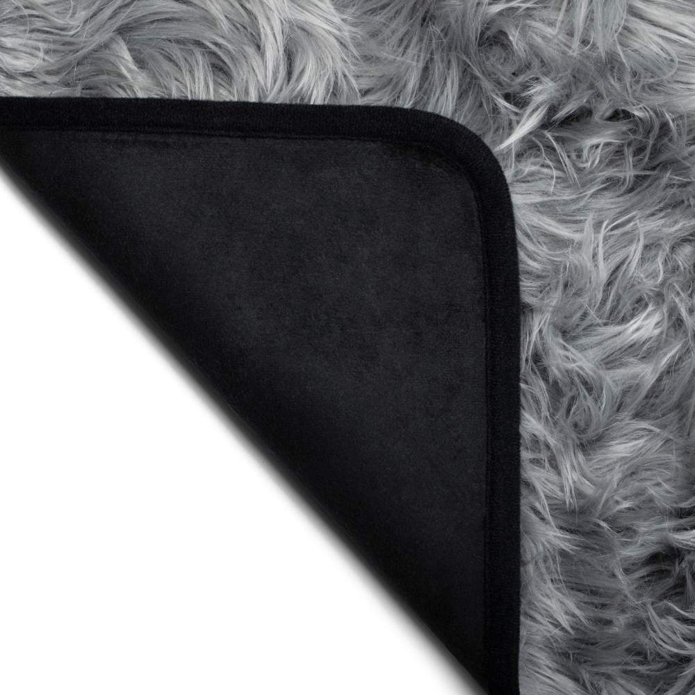 The underside of the Paw PupProtector™ Waterproof Bed Runner - Charcoal Grey is displayed, showing the contrasting black backing
