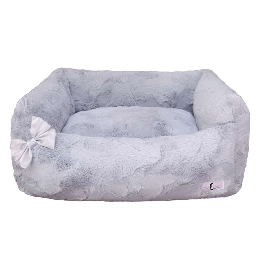 This image shows a Hello Doggie Dolce Vita Dog Bed in a sophisticated sterling gray color