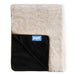 This image shows the Paw PupProtector™ Short Fur Waterproof Throw Blanket - White with Brown Accents with a section flipped to reveal the black underside