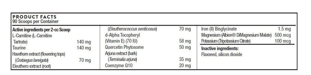 Thorne Vet Bio-Cardio Powder Support Heart Health for Dogs - 90 Scoops Product Facts Close Up