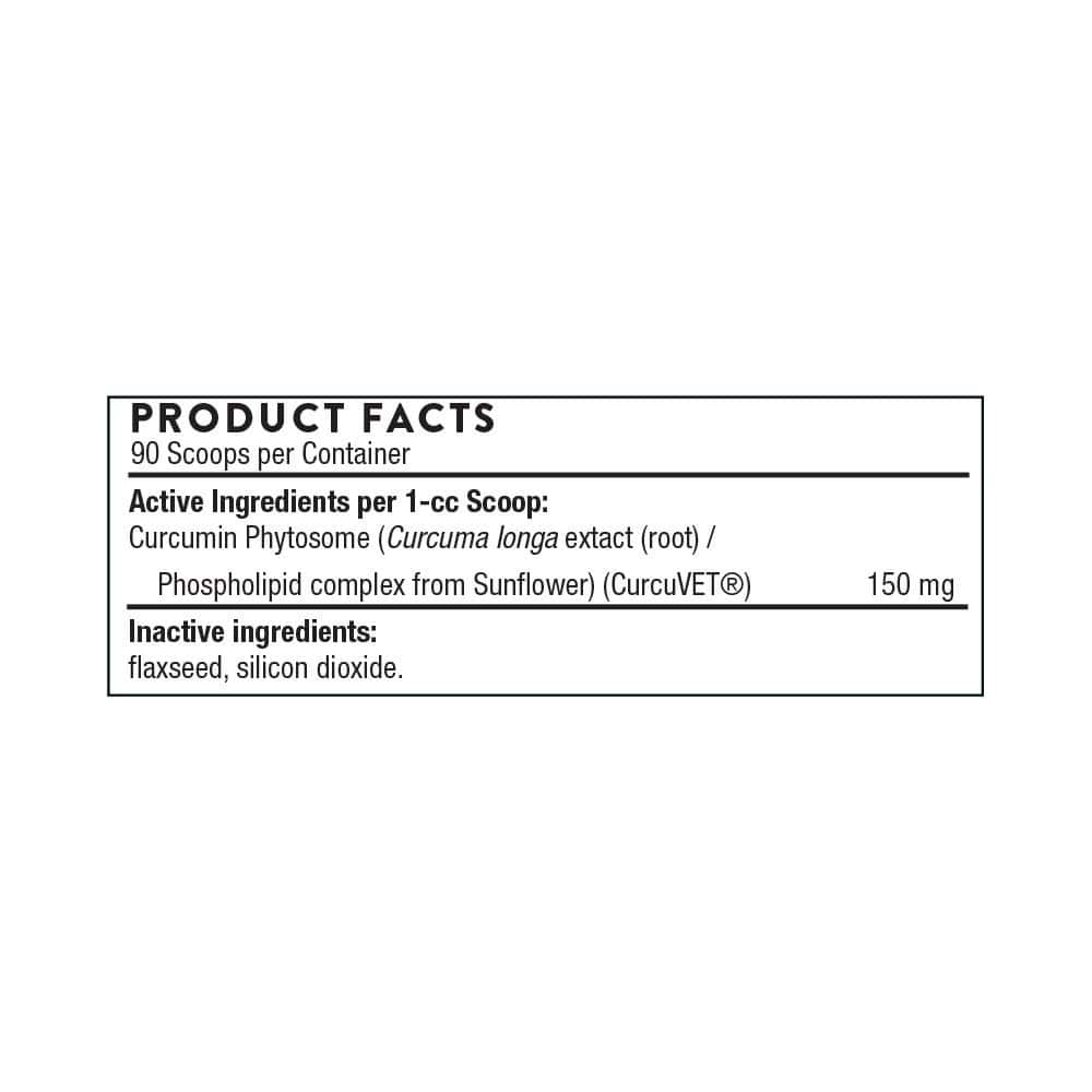 Thorne Vet CurcuVET-SA150 Powder - 90 Scoops Product Facts Close Up