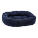 True Navy Bowsers Donut Dog Bed - Platinum Collection shown as a deep navy cushioned donut dog bed with raised sides and a soft padded center