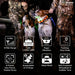 Two hunting dogs wearing glowing collars stand beside people in camouflage, showcasing Dogtra GPS Pathfinder2 E-Collar 9 Mile Range features like tracking, vibration, and LED lights