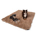 Two dogs are resting on the Paw PupProtector™ Waterproof Throw Blanket - Plush Sheep, placed on the floor