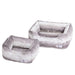 Two grey Hello Doggie Cashmere Dog Beds placed side by side, featuring a soft, fur-like texture and luxurious design