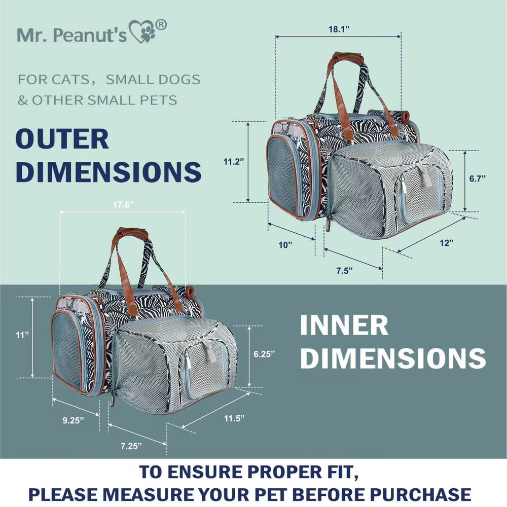 Mr. Peanut's Gold Series Standard Size Airline Compliant Expandable Pet Carrier - Prints Edition
