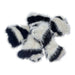 White Bengal Bowsers Bumper Bone Pillow fluffy black-and-white striped bone dog toys piled together on a plain background