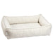 White Pearl Bowsers Urban Lounger Dog Bed in soft white textured fabric with raised cushioned walls