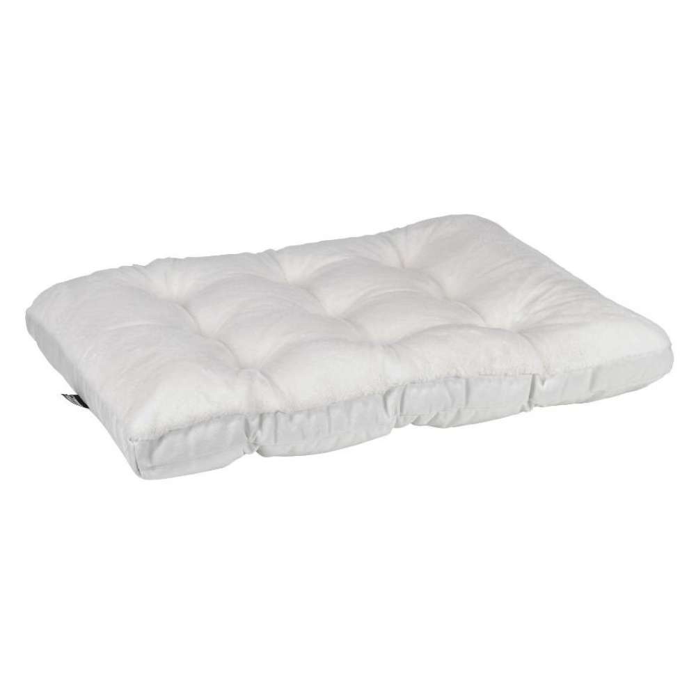 Winter White Bowsers Dream Futon Dog Bed in bright white fabric with thick quilted comfort