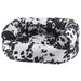 Wrangler Bowsers Double Donut Bed in black-and-white spotted fabric with a soft tufted center and thick supportive sides