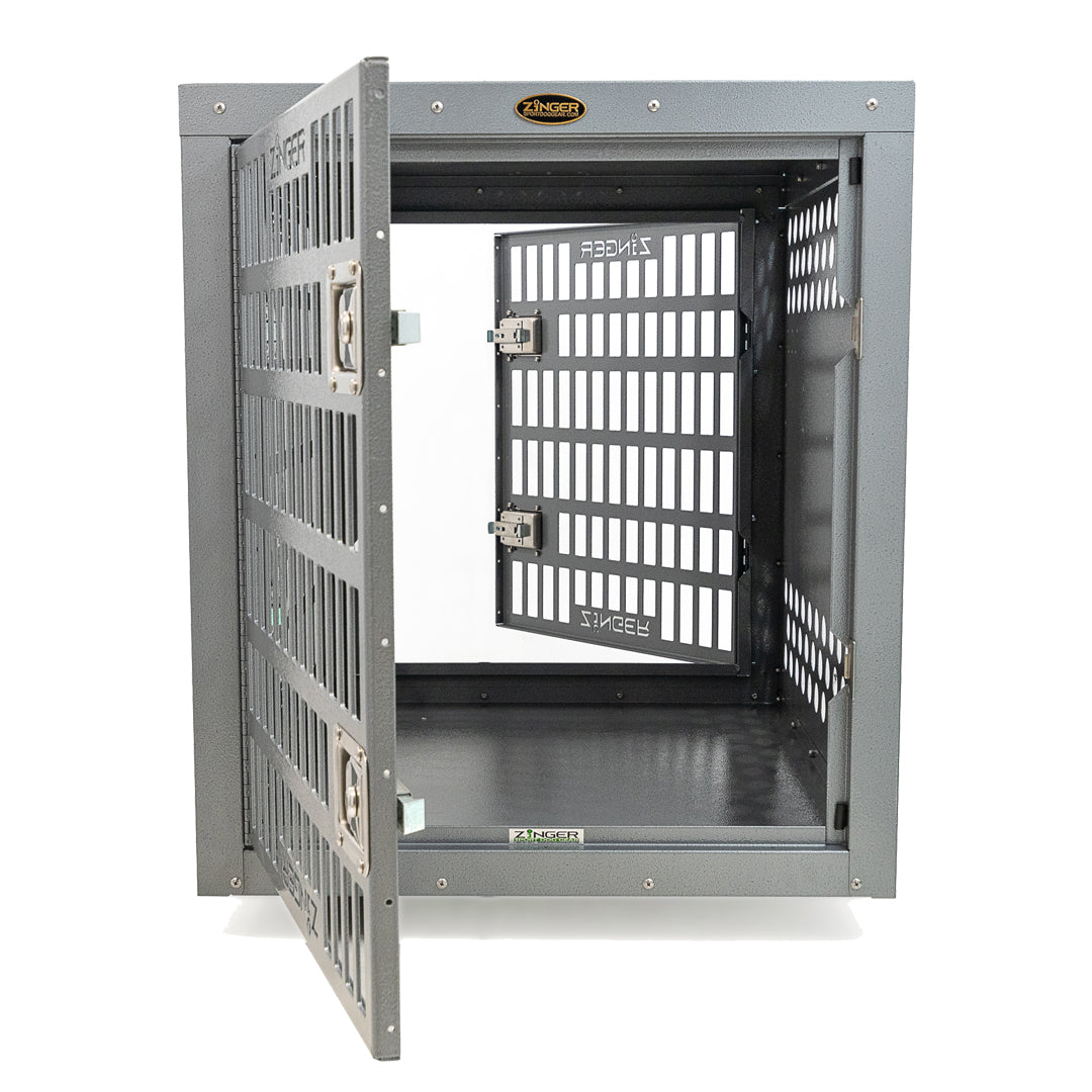 Zinger Deluxe Aluminum Cage Heavy-Duty Dog Crate 5000 Front Back