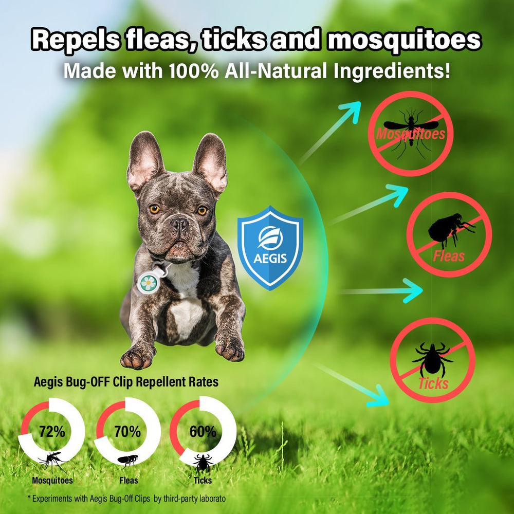 Aegis Bug-Off Clip for Dogs, Repelling Flea, Tick & Mosquito - Heart