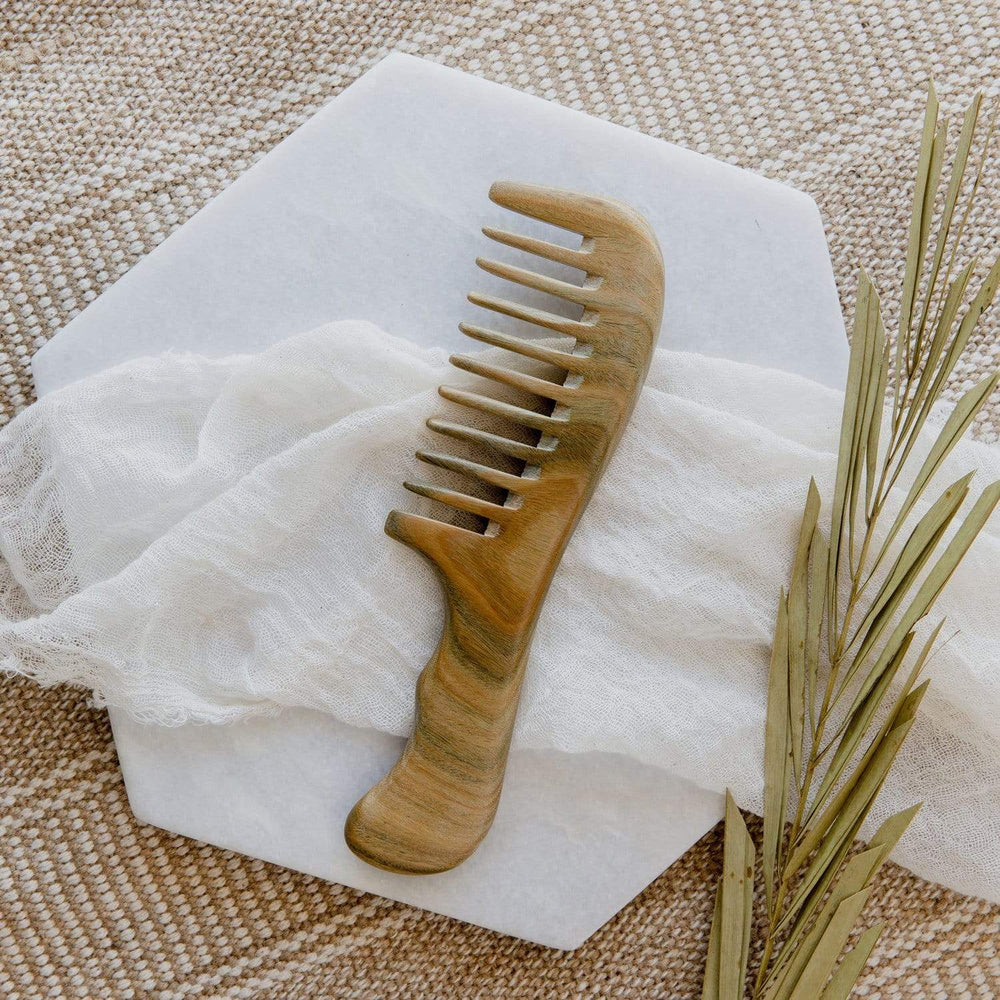 Sandalwood Wide Tooth Comb - Zero Waste Comb, 100% Wood, Plastic Free