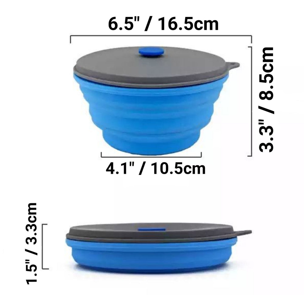 Mr. Peanut's 30oz Collapsible Silicone Camping Bowl with Lid & Foldable Fork