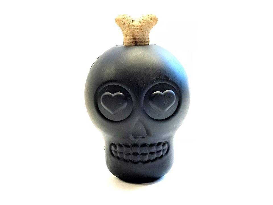 Magnum Sugar Skull Ultra-Durable Chew Toy & Treat Dispenser - Black