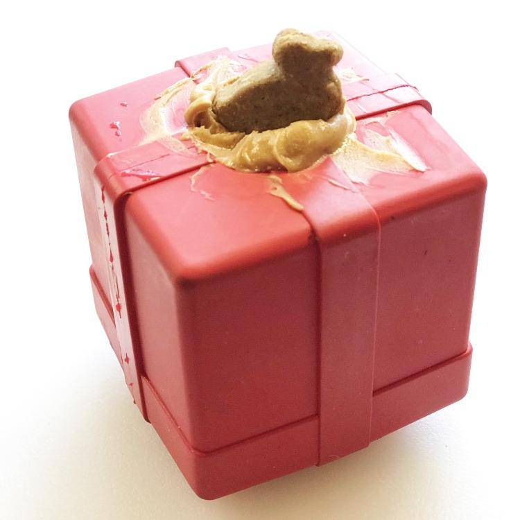 Gift Box Durable Rubber Chew Toy & Treat Dispenser