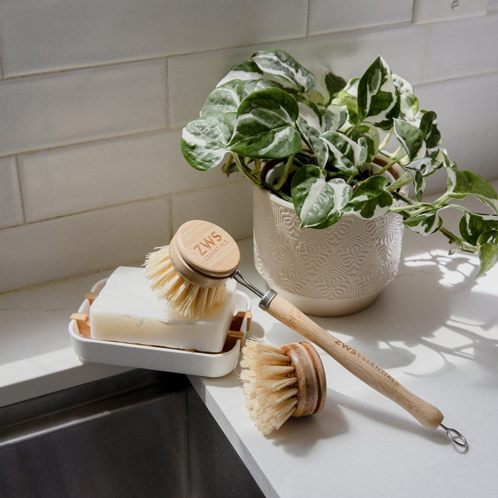 Long Handle Dish Brush - Agave Dish Brush, Plastic Free, Replaceable Heads