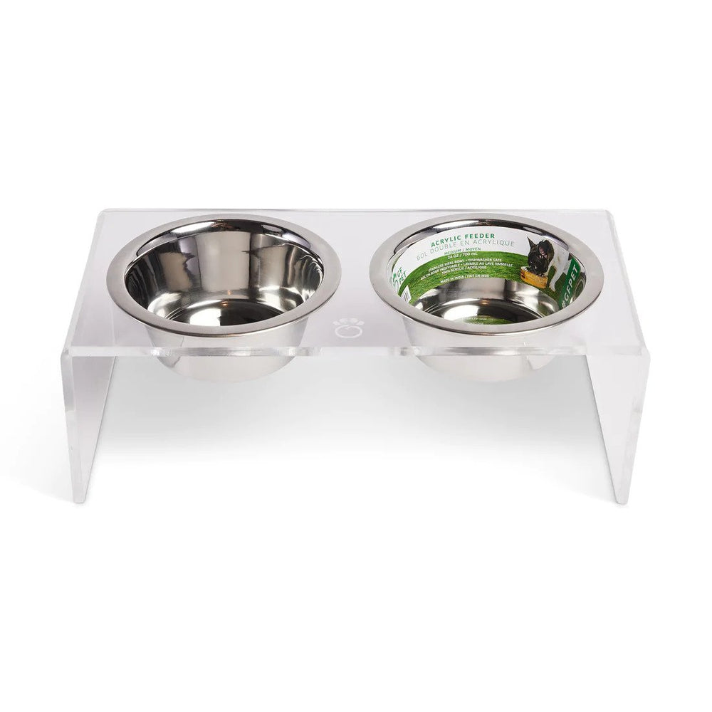 GF PET Acrylic Double Feeder Elevated Base