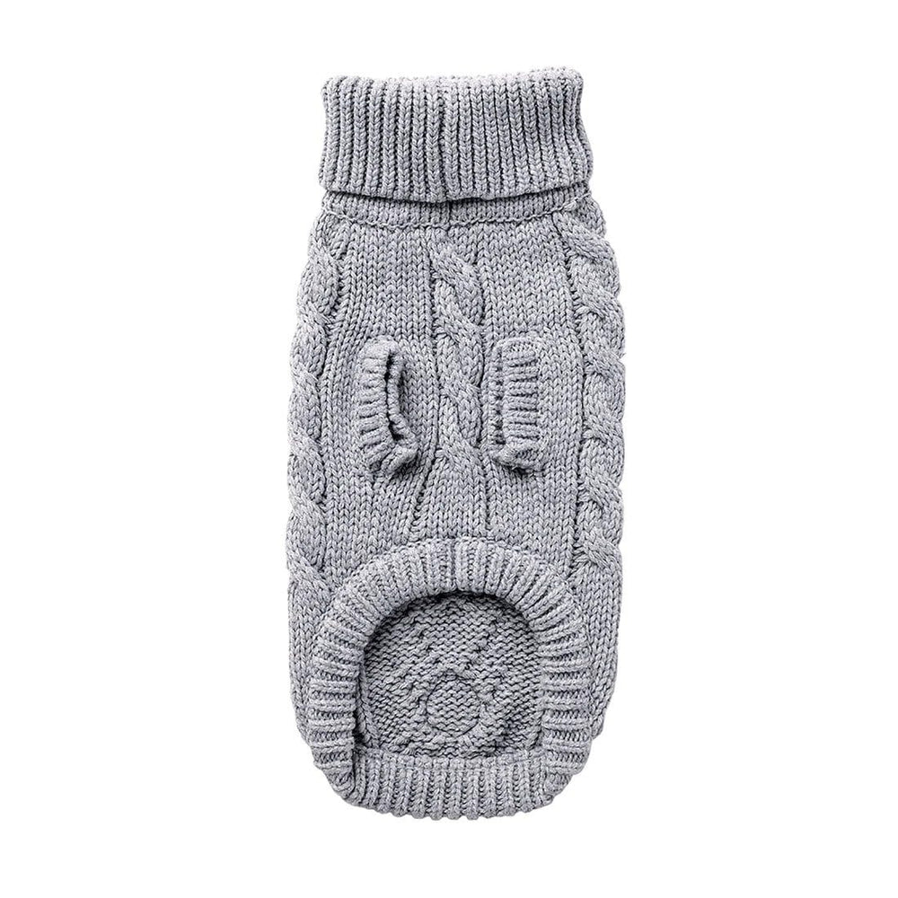 GF PET Chalet Dog Sweater Grey Secure Ribbed Arm Holes