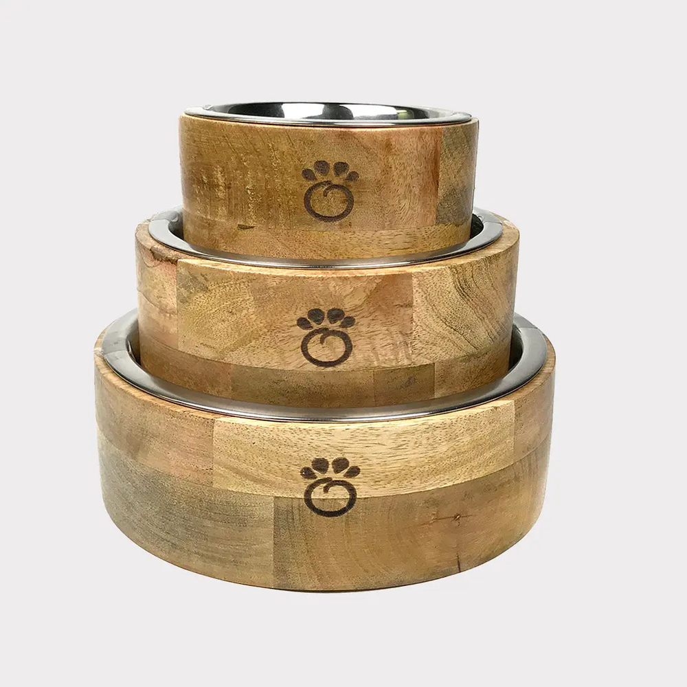 GF PET Mango Wood Pet Bowl Sizes