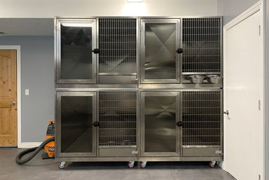 K9 Kennel Store Quick N Clean Double Unit Stack Kennel Stainless Steel