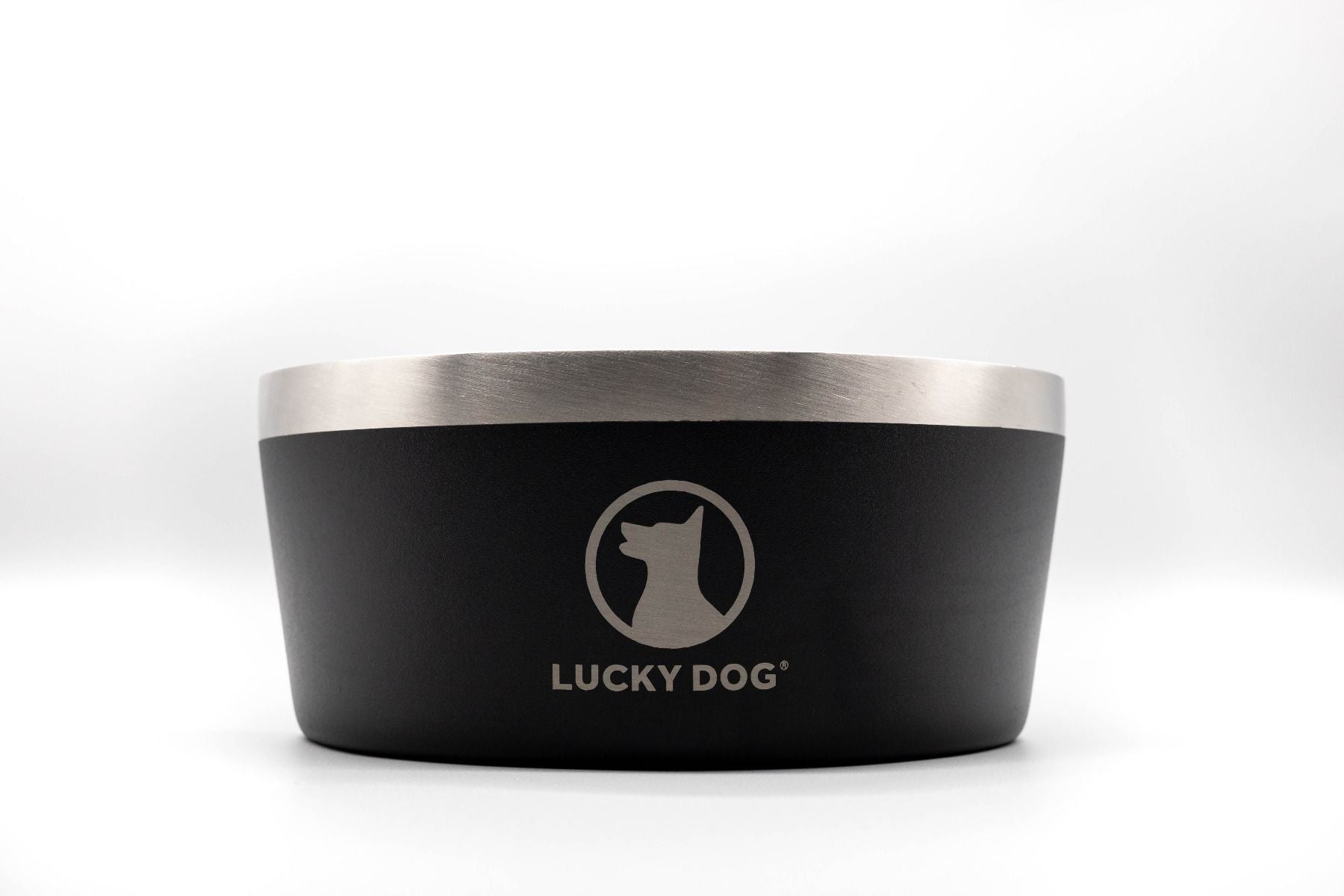 Lucky-Dog-INDULGE™-Double-Wall-Chip-Resistant-Stainless-Steel-Dog-Bowl-Black-Front