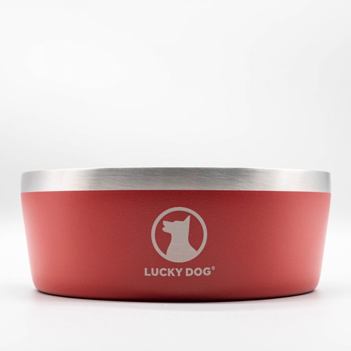 Lucky-Dog-INDULGE™-Double-Wall-Chip-Resistant-Stainless-Steel-Dog-Bowl-Red-Front