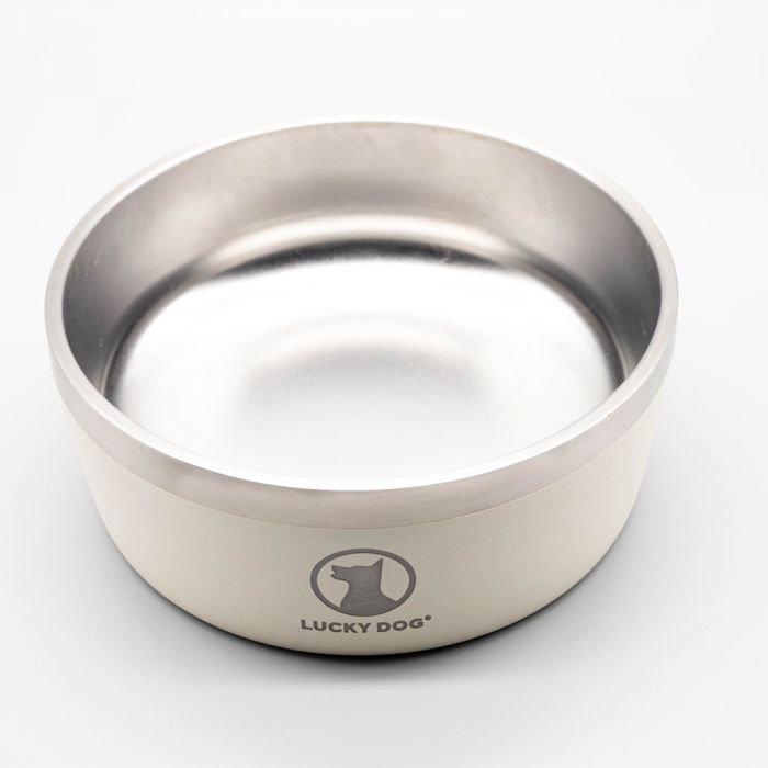 Lucky-Dog-INDULGE™-Double-Wall-Chip-Resistant-Stainless-Steel-Dog-Bowl-White-Top