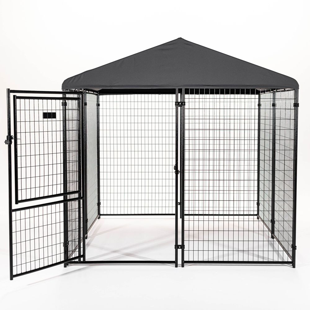 Lucky Dog® Stay Series™ Heavy Duty Wear Resistant Dog Kennel Grey Executive Easy Installation