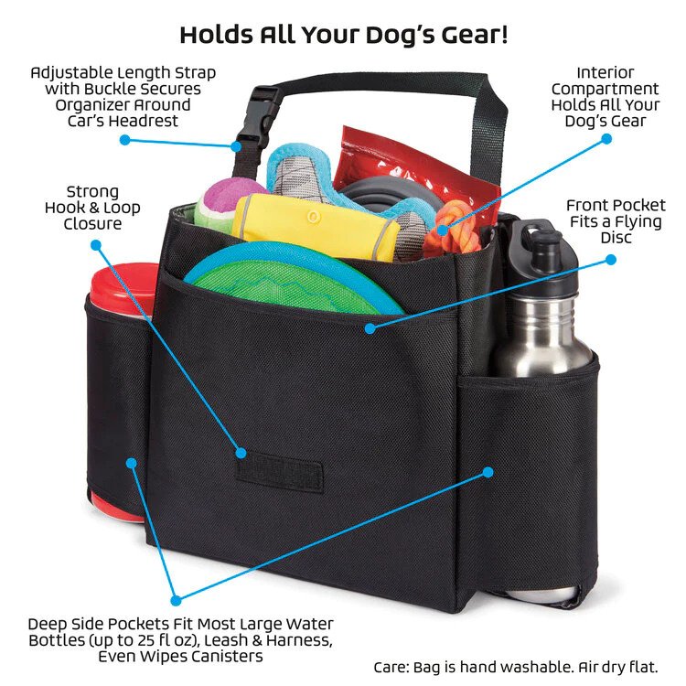 Mobile Dog Gear Car Seat Back Organizer Travel Bag Features