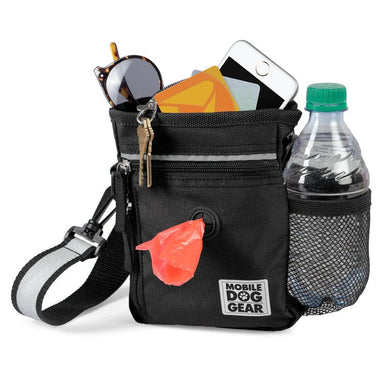 Mobile Dog Gear Day Night Walking Bag Black Front Zippered Pocket