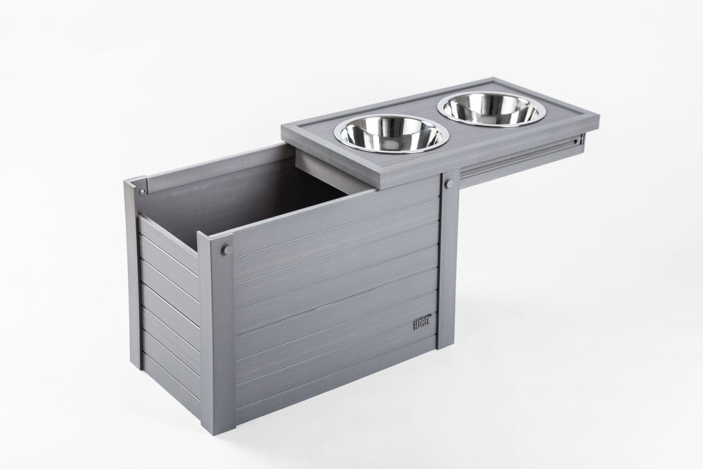 New Age Pet Extra Large Piedmont Pet Diner Nantucket Gray Open