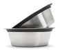 Pets Stop Food Safe Stainless Steel Dog Bowl with Rubber Rim 2 Bowls