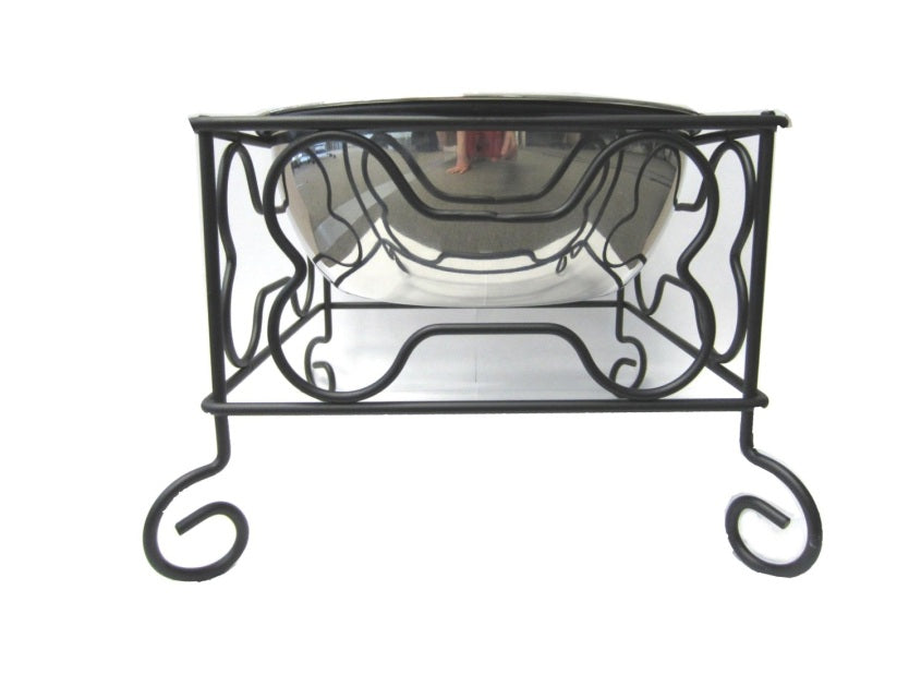 Wrought Iron Stand with Single Stainless Steel Feeder Bowl
