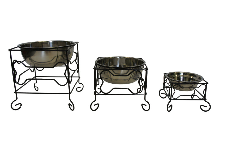 Wrought Iron Stand with Single Stainless Steel Feeder Bowl